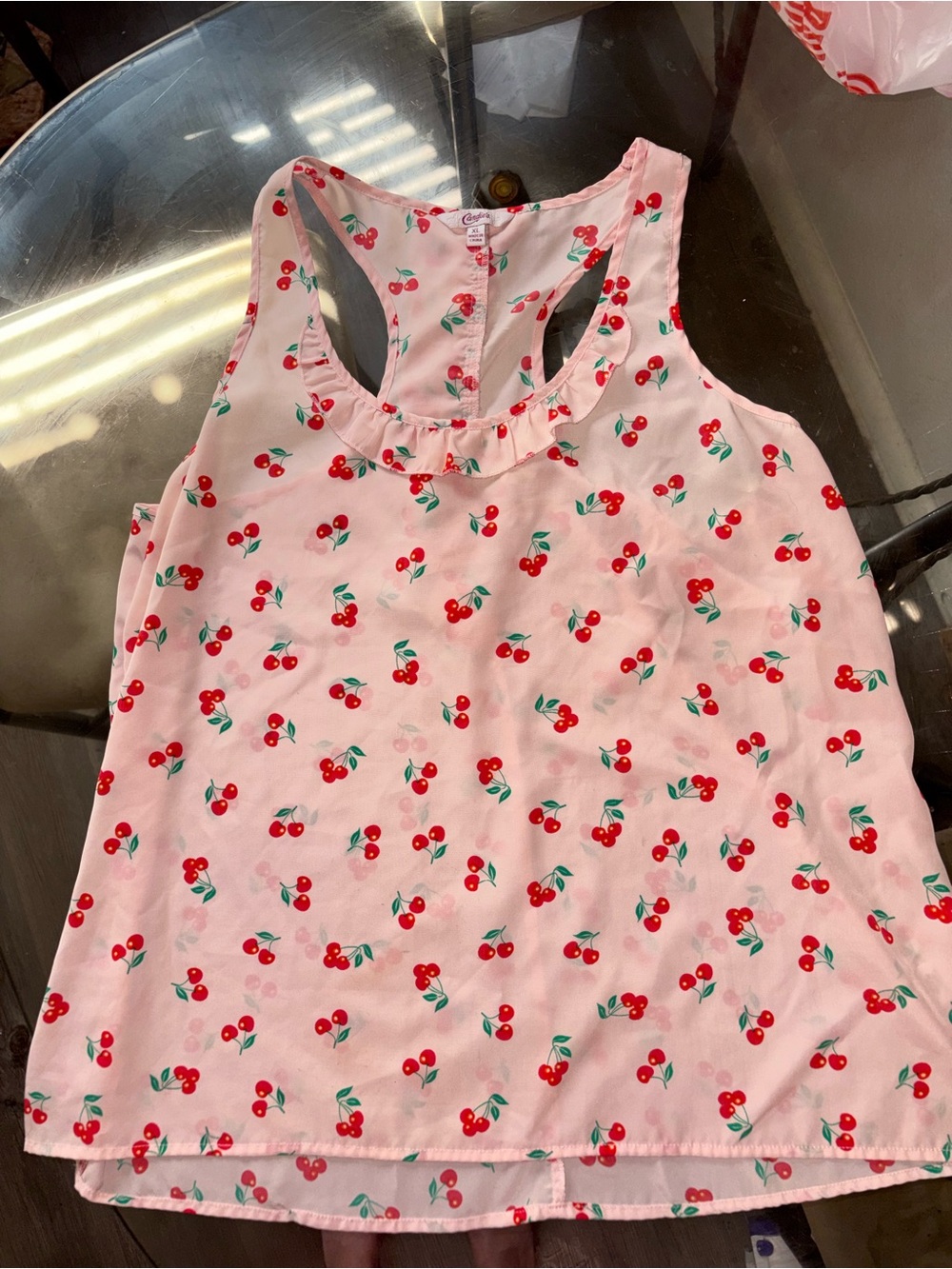 Pink Candies Cherry Print Sleeveless Tank Top